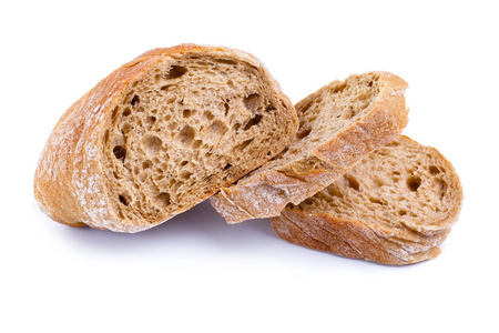 可口的面包，用白色背景上的切片