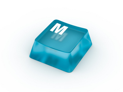字母 M 透明键盘按钮