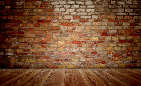 地板和砖的墙