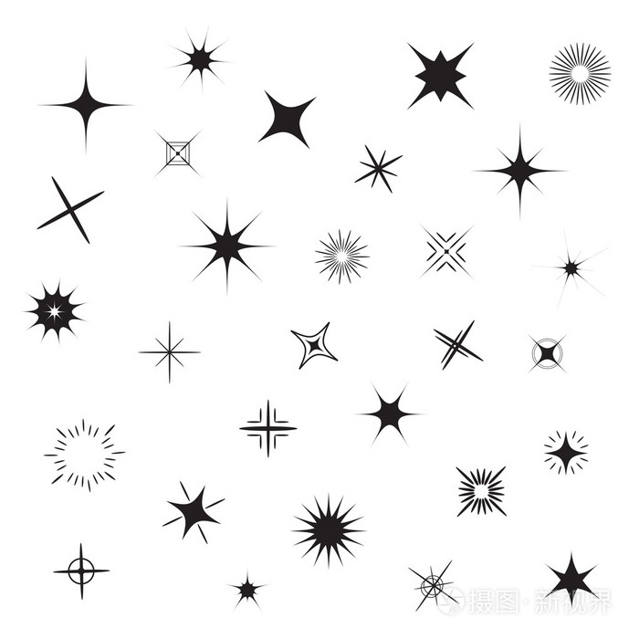 星星闪耀黑色符号集