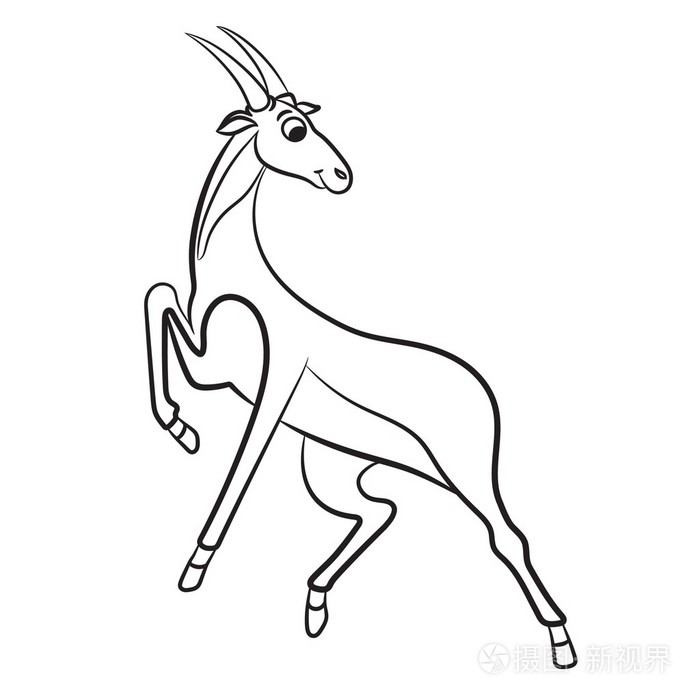 可爱的羚羊的插图。图画书