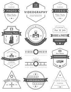 向量集的摄影和摄像的徽章