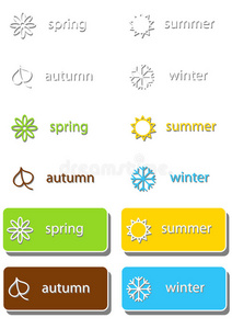 带有季节图标的标签集