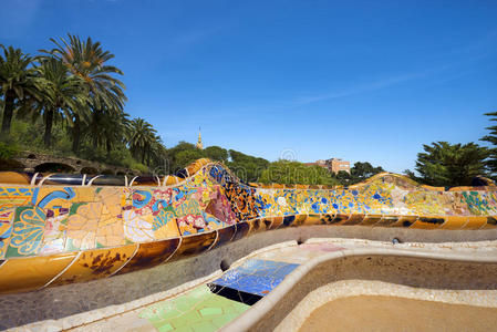 陶瓷长凳公园圭尔巴塞罗那西班牙