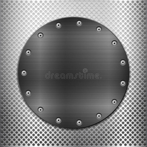 灰色金属格栅黑色圆板