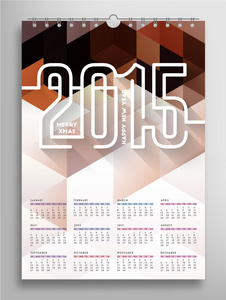 2015 年日历，三角几何图案
