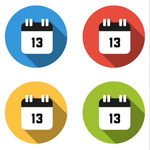4 孤立平面按钮 图标 的数字 13 的集合