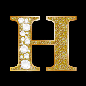 字母 H 的黄金和钻石