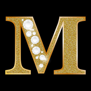 字母 M 的黄金和钻石