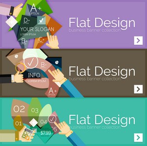 平面设计矢量图横幅与几何信息图表