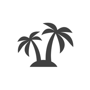 有棕榈树的岛屿的象形文