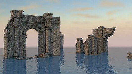 在水中的古代遗址