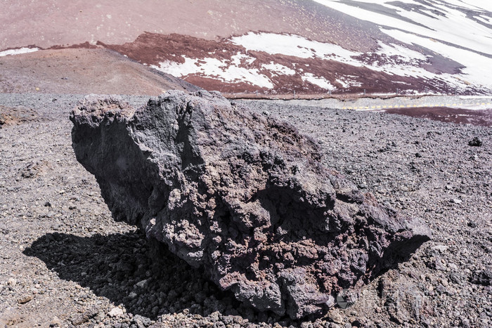 在意大利西西里岛埃特纳火山,火山岩石特写镜头