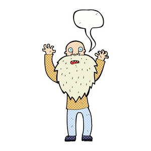 卡通害怕的老人与气泡的胡子