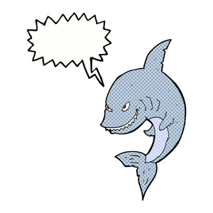 可爱的卡通鲨鱼与讲话泡泡