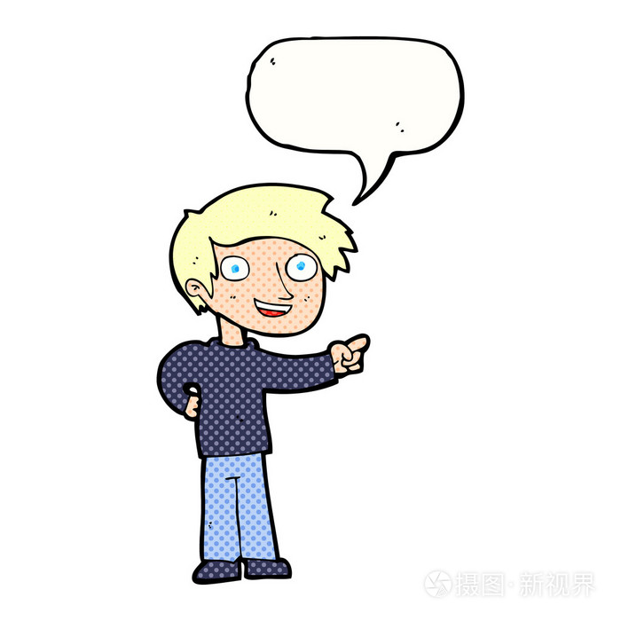 指向与气泡的卡通人