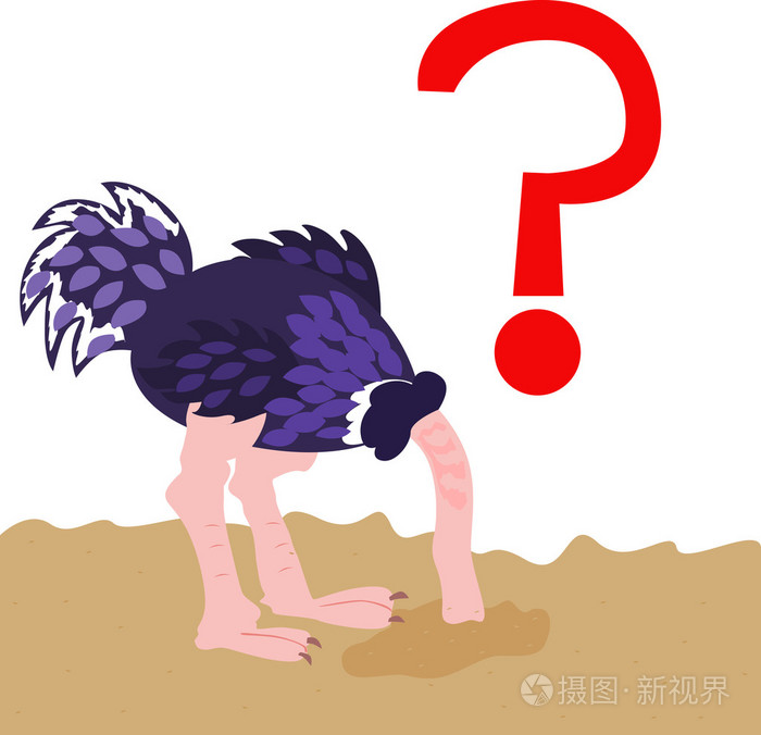 隐藏它的头进沙子的鸵鸟