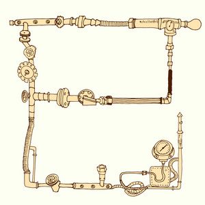 手绘框架装饰风格蒸汽朋克