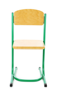 木制学校椅子，白色上孤立