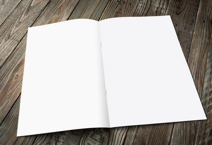 空白目录,杂志,书模拟 (与木背景照片