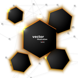 抽象的几何图案与六角形状的文本。Vecto