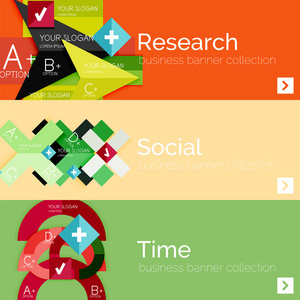 平面设计矢量图横幅与几何信息图表