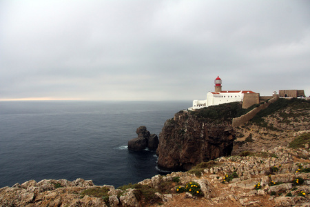 圣 Vincent 灯塔海角在葡萄牙阿尔加维