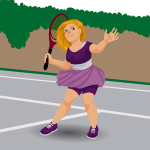 卡通风格的可爱网球选手