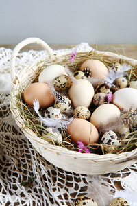 在篮子里的农场复活节彩蛋