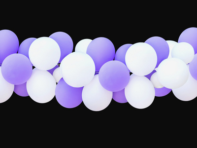 孤立的白色和紫色气球