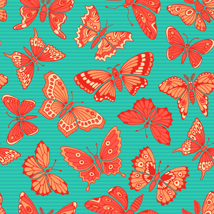 无缝图案与装饰蝴蝶