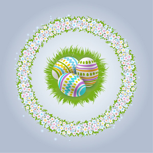 复活节彩蛋与花环