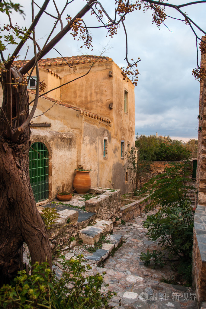 在莫奈姆瓦夏,奔,希腊城市景观