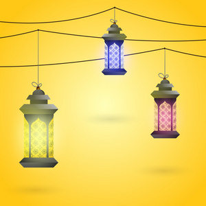 斋月庆祝与阿拉伯语灯笼
