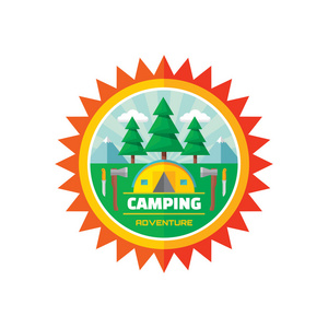 野营的夏天矢量标志.矢量标志模板.设计元素照片
