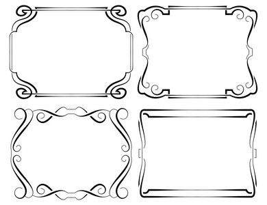 矢量框架集。白底黑