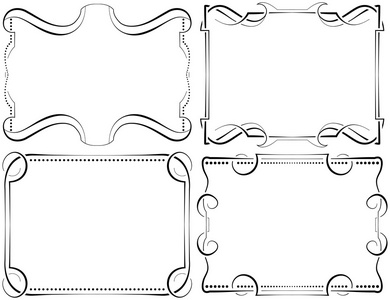 矢量框架集。白底黑