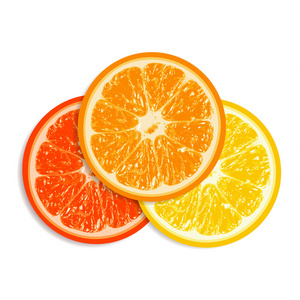 孤立在白色背景上的新鲜柑橘类水果