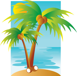 棕榈树的画法场景图矢量图片