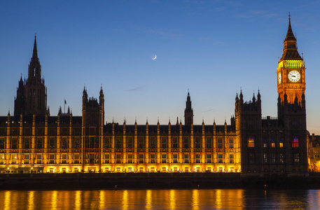 在黄昏的伦敦议会的房子