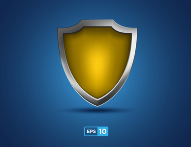 部队安全标语牌在蓝色背景上的金色盾牌照片