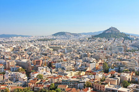 Mt Lycabettus 从清晨，雅典，希腊雅典卫城