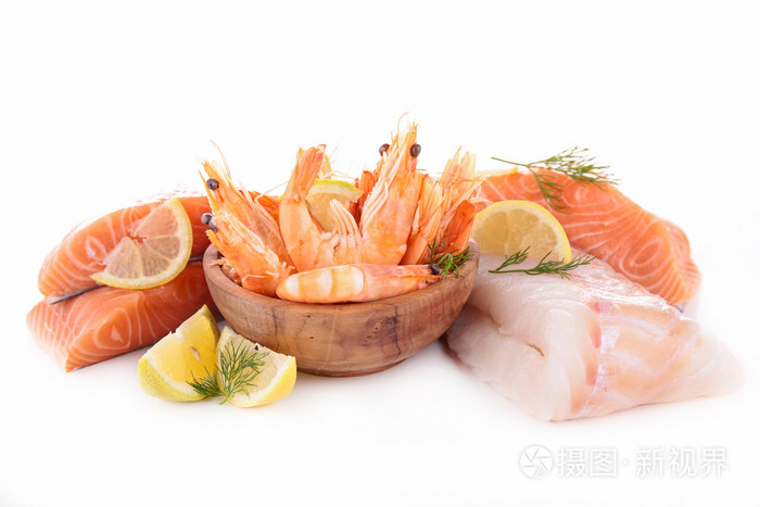 生马哈鱼和虾照片-正版商用图片1ixsw7-摄图新视界