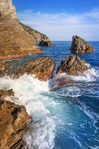 美丽的海岸线的利古里亚海图片