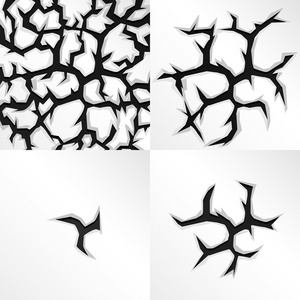 卡通裂缝的四个阶段。矢量图