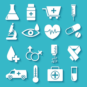 胃复安平医疗设备设置图标的概念插画