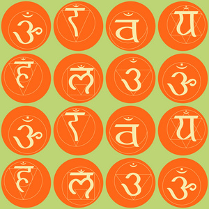 无缝背景与在梵语中的脉轮