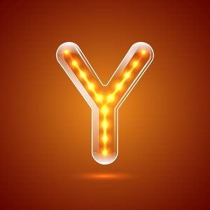 发光的 font.illuminated 字母。大写字母 Y.Vector 说明