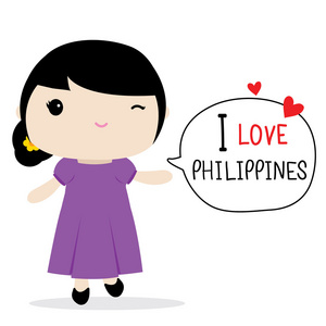 菲律宾妇女民族服饰卡通矢量