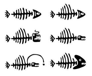 设置的鱼骨头，矢量图